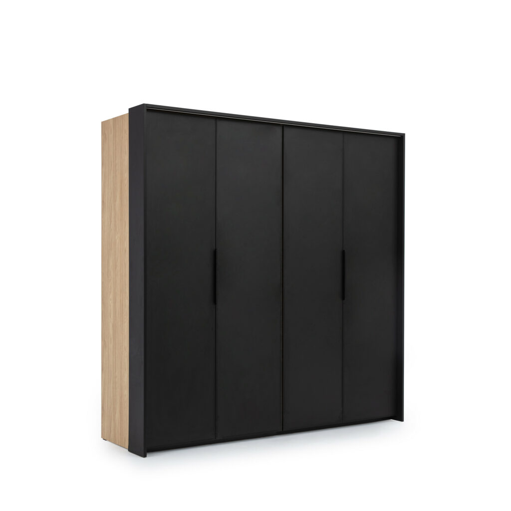 Loft Black 4 Doors hinged wardrobe