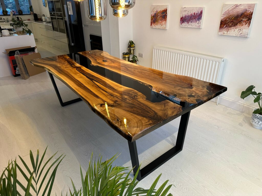 Aria Exclusive Bespoke Black Walnut Resin Dining Table