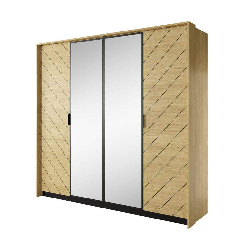 Verso 223cm 4 Doors Wardrobe with LED Lights and Mirrors