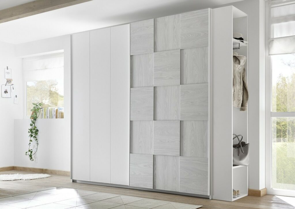 Diana grey modern wardrobe with sliding doors