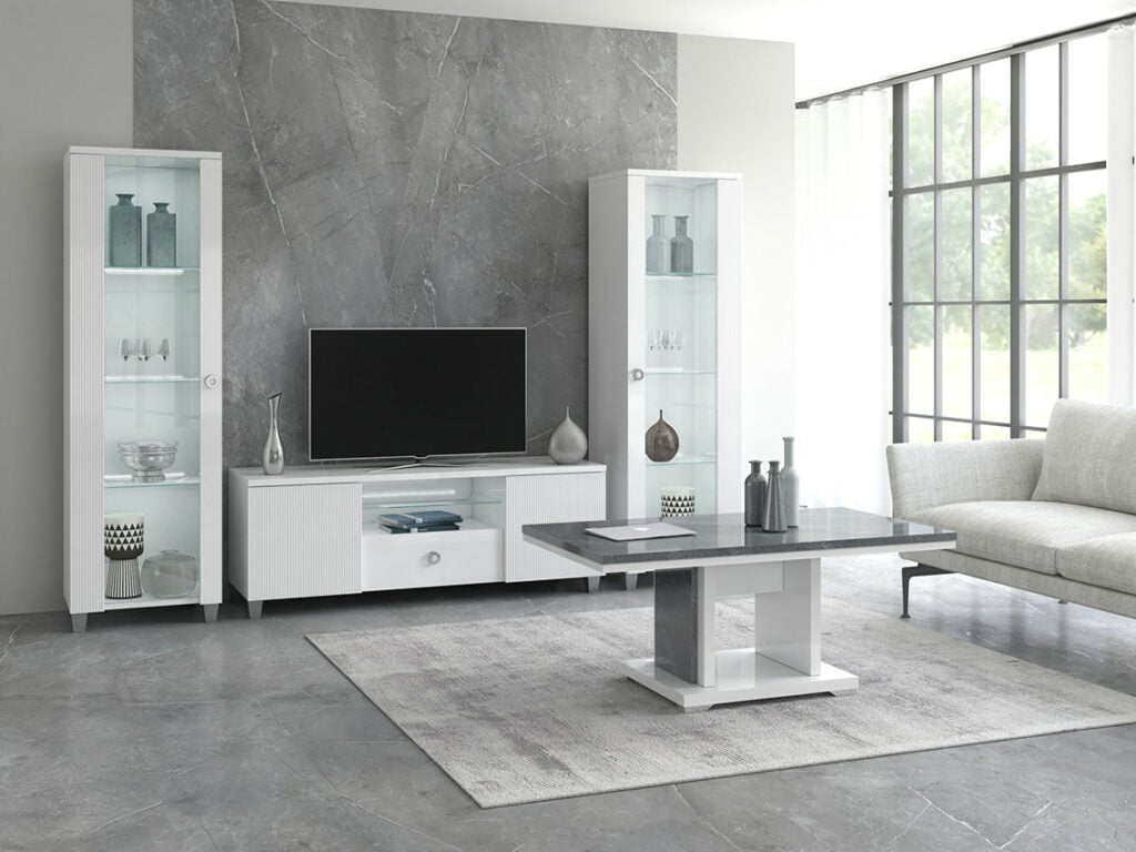 Eden 150cm TV Stand in White High Gloss with LED