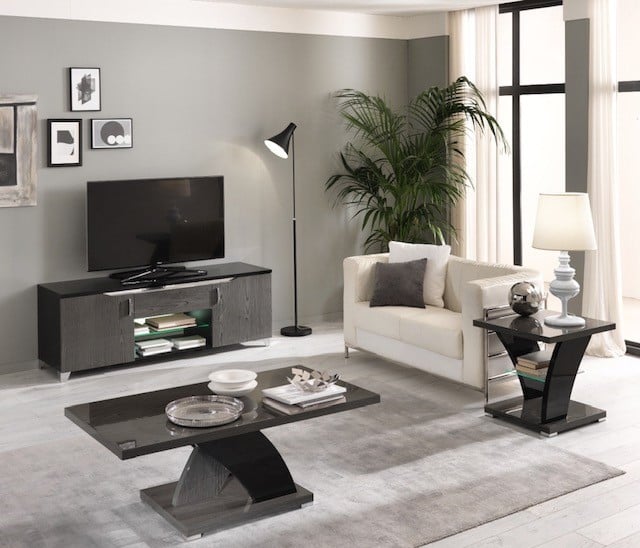 Metro 160 cm TV Stand  in Black and Grey Glossy Wood
