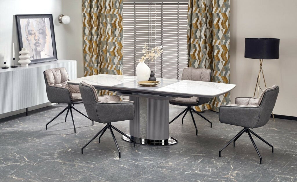 Duncan White Marble Dining Table 160-220cm