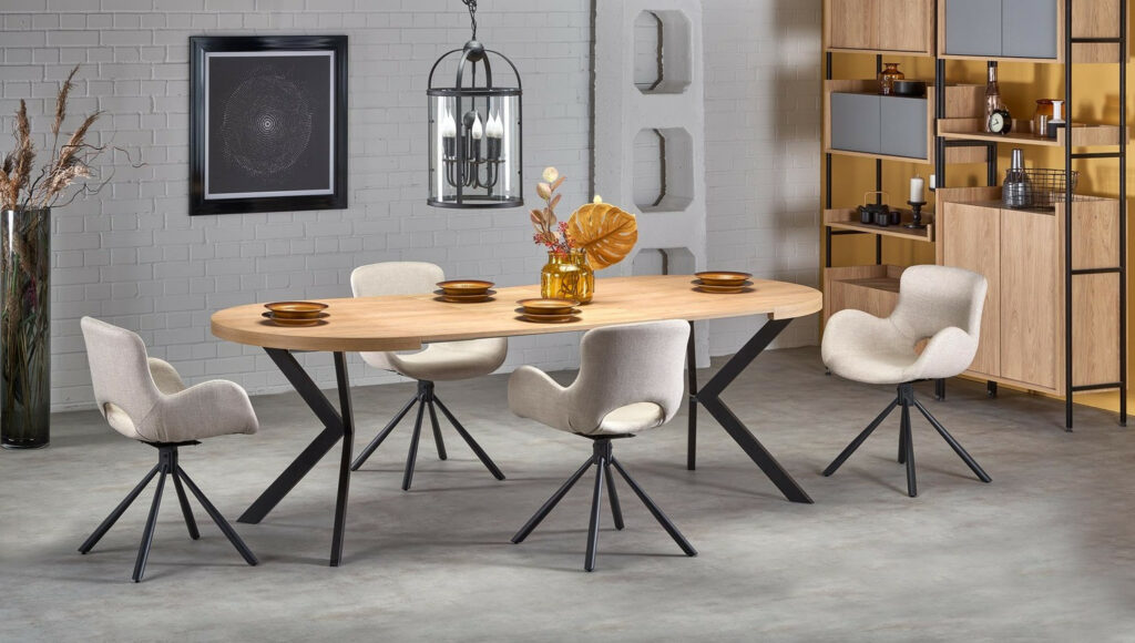 Pierre II Extendable Round Dining Table 100-250cm in Oak Effect