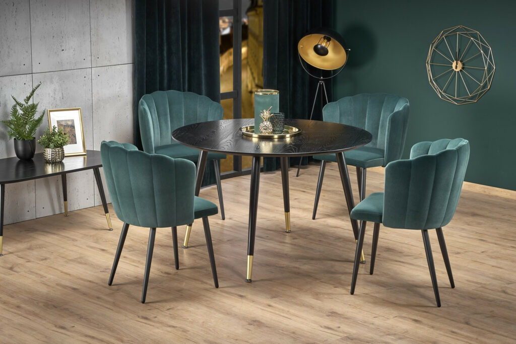 Emos Round Black Wooden Dining Table 120cm