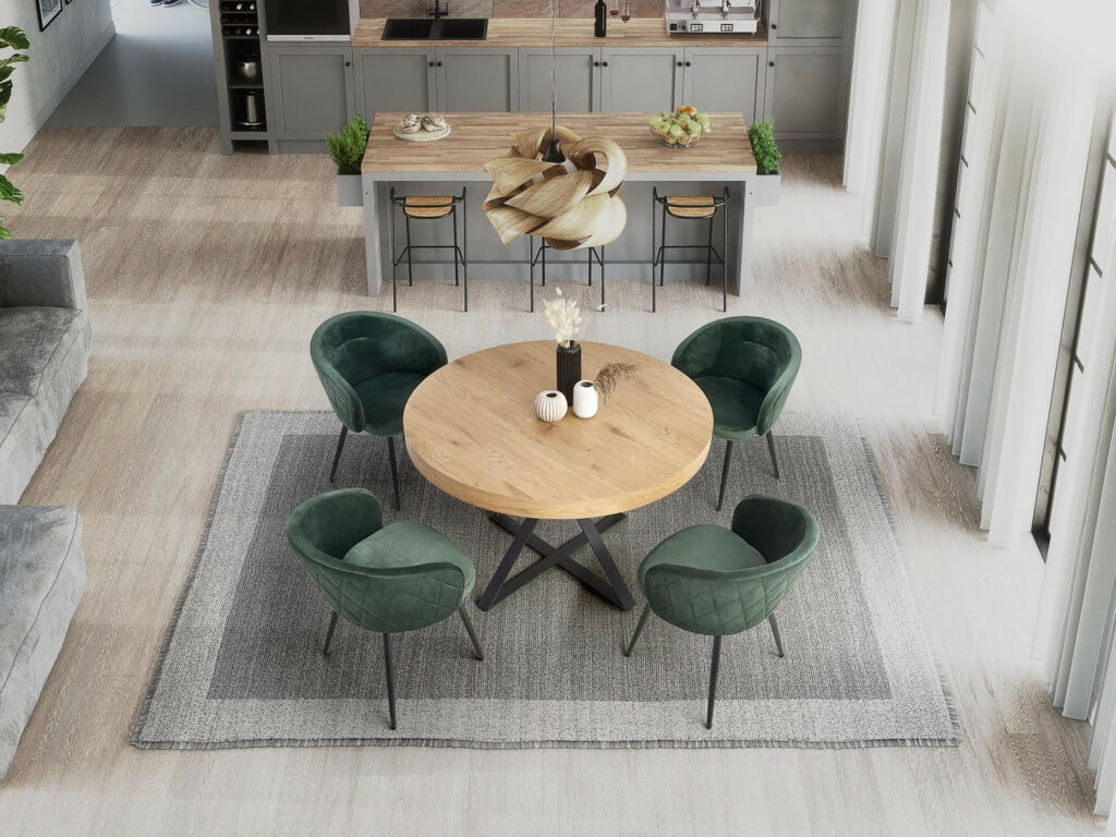 Mercy Extendable Round Dining Table in Natural Oak