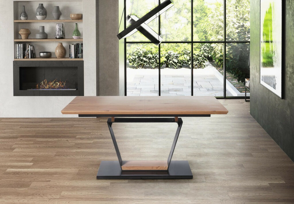 Urbino Modern 160-220cm Extendable Dining Table in Oak Veneer and Black
