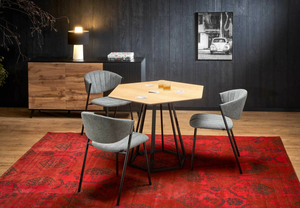 Herman Hexagonal Dining Table in Oak Veneer 110x95cm