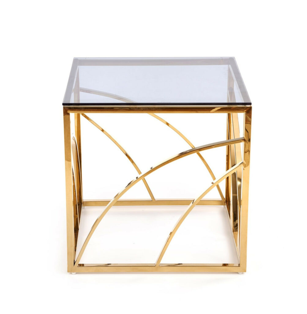 Universe Gold Square coffee table with Smoked Glass top
