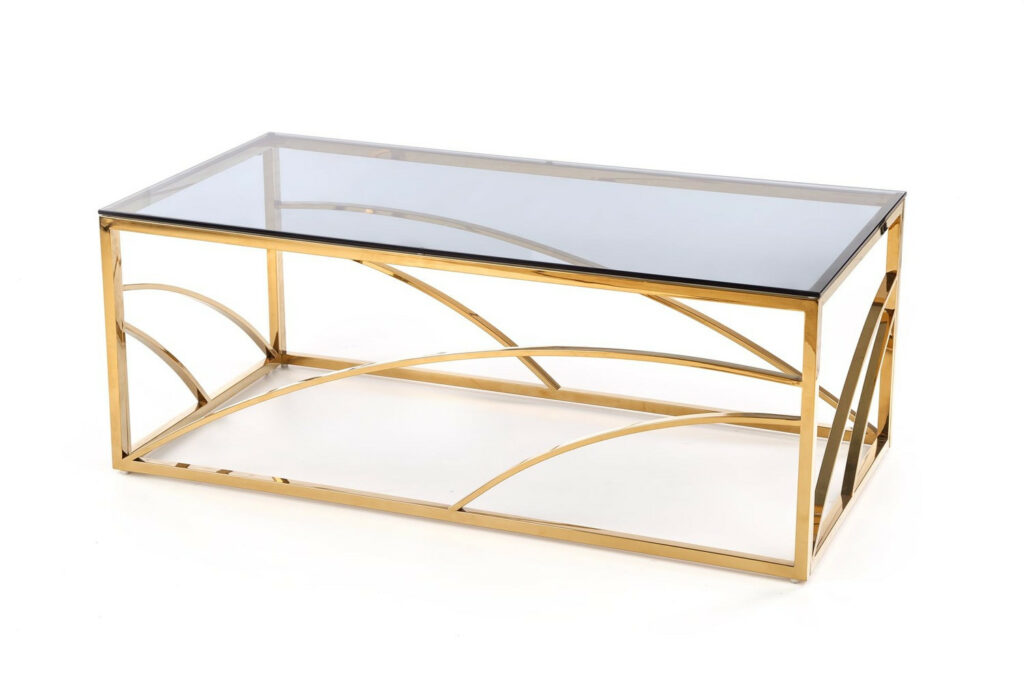 Universe Gold Rectangualr coffee table with Smoked Glass top