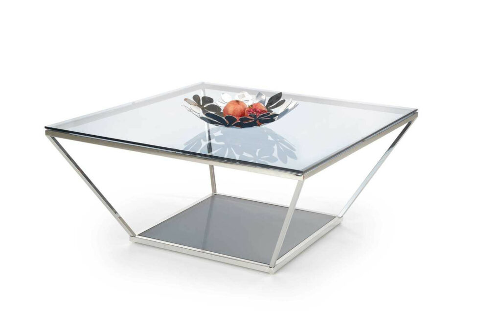 Fabiola Stainlesssteel coffee table with Smoked Glass top