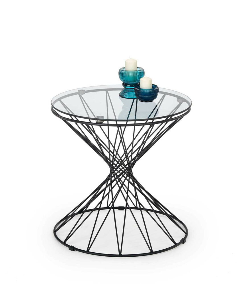 Lobo Side Table in Black with Smoked Glass Top