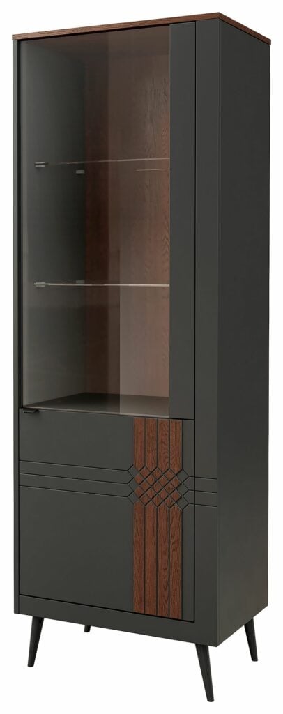Havana assembled narrow solid wood display cabinet with LED lights
