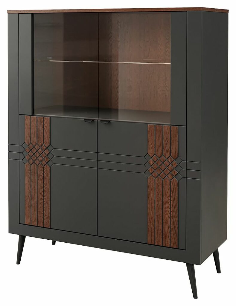 Havana assembled low display cabinet in burgundy/black oak