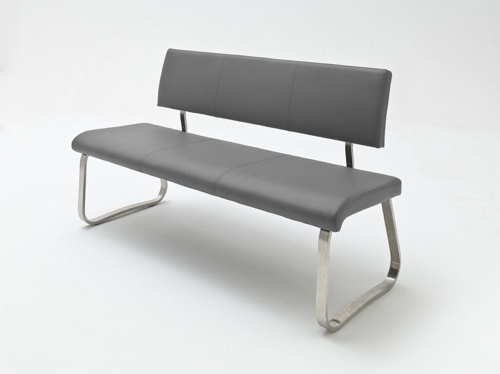 Arco Natural Leather Bench in Grey