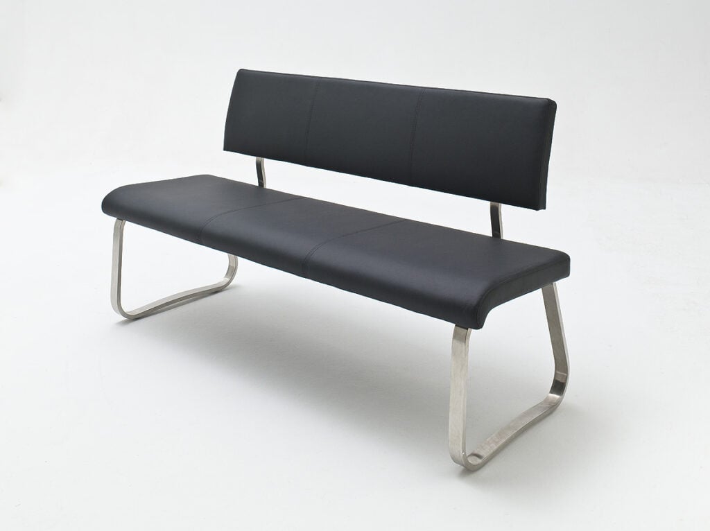 Arco Natural Leather Bench in Black