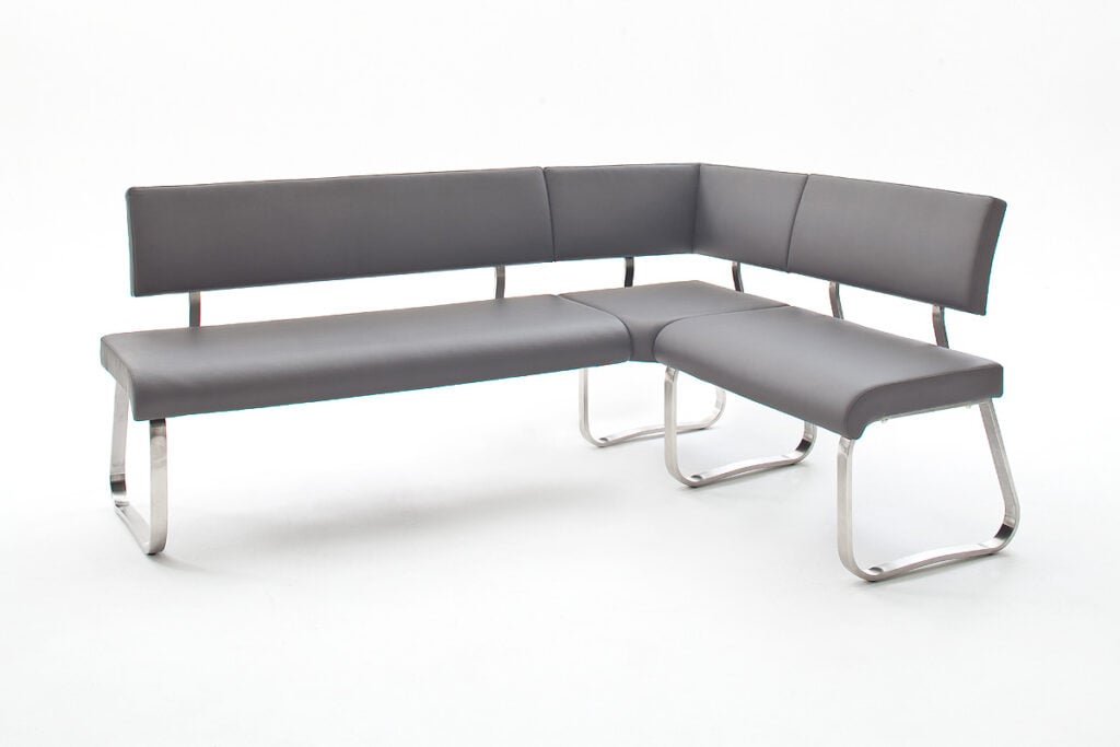 Arco Natural Leather Corner Bench in Grey