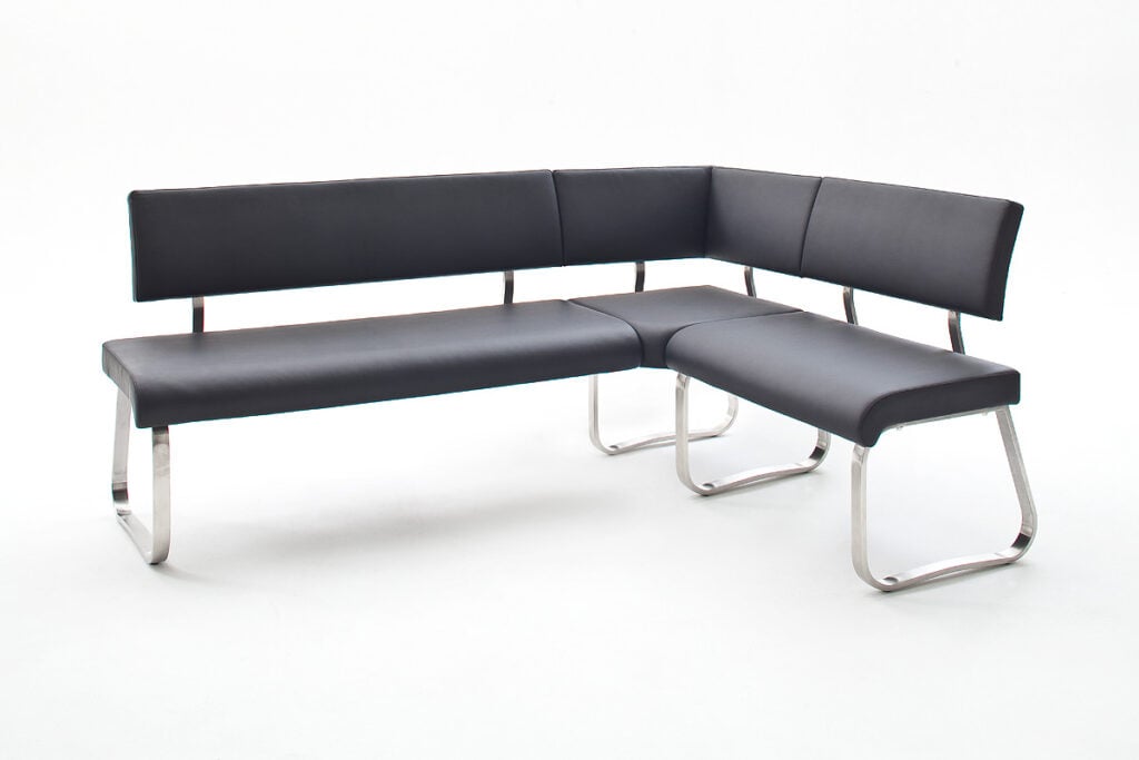 Arco Natural Leather Corner Bench in Black