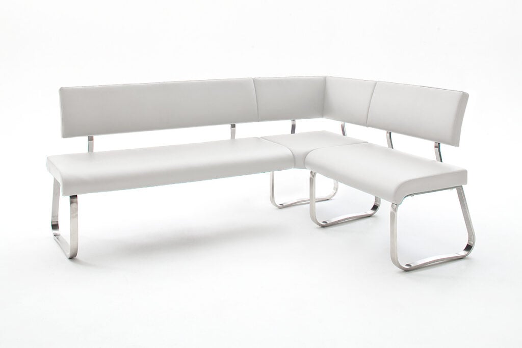 Arco Natural Leather Corner Bench in White