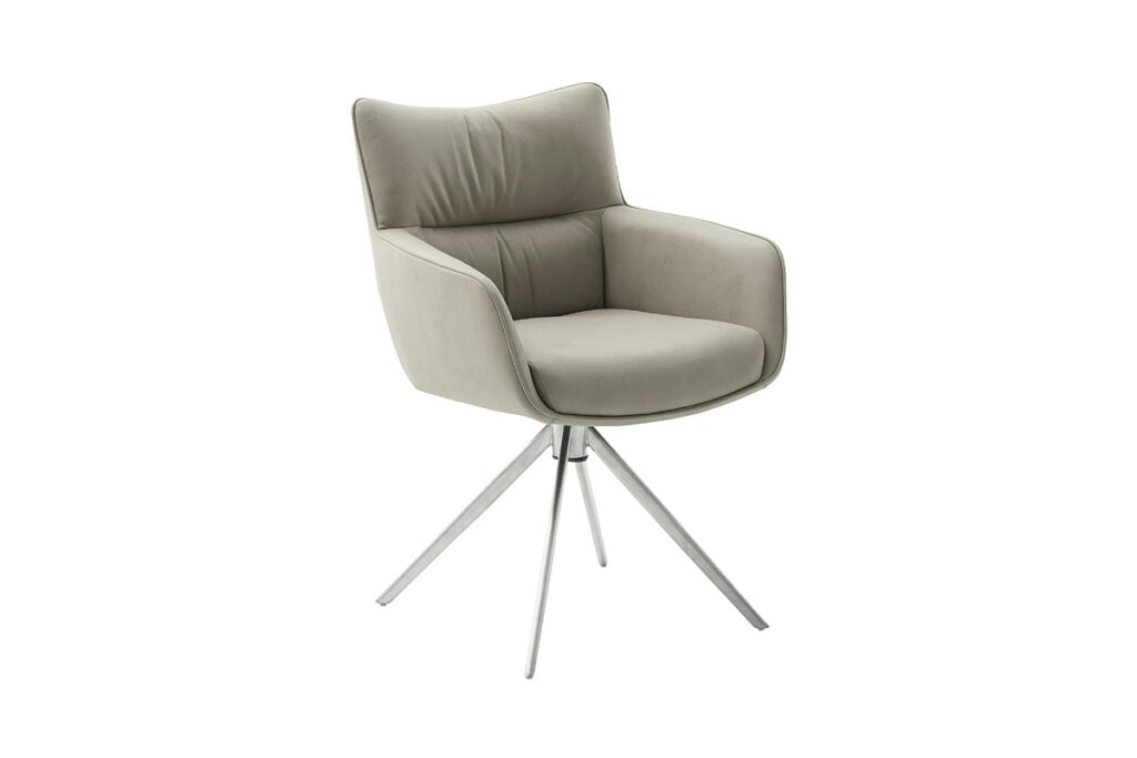 Limone Natural Leather Swivel Chair in Creame
