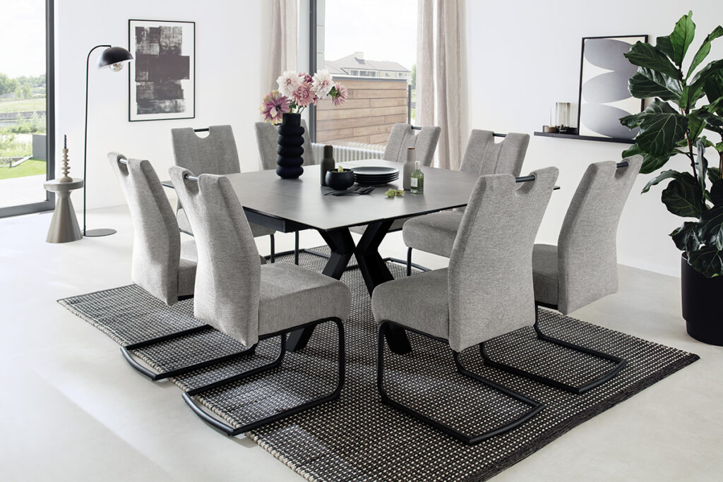Pallini 150x90cm ceramic extendable table in Light Grey