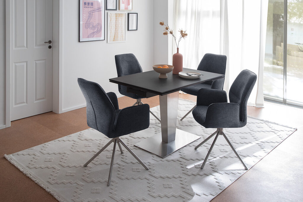 Pesaro II 120(180)x80cm ceramic extendable table in Anthracite Grey