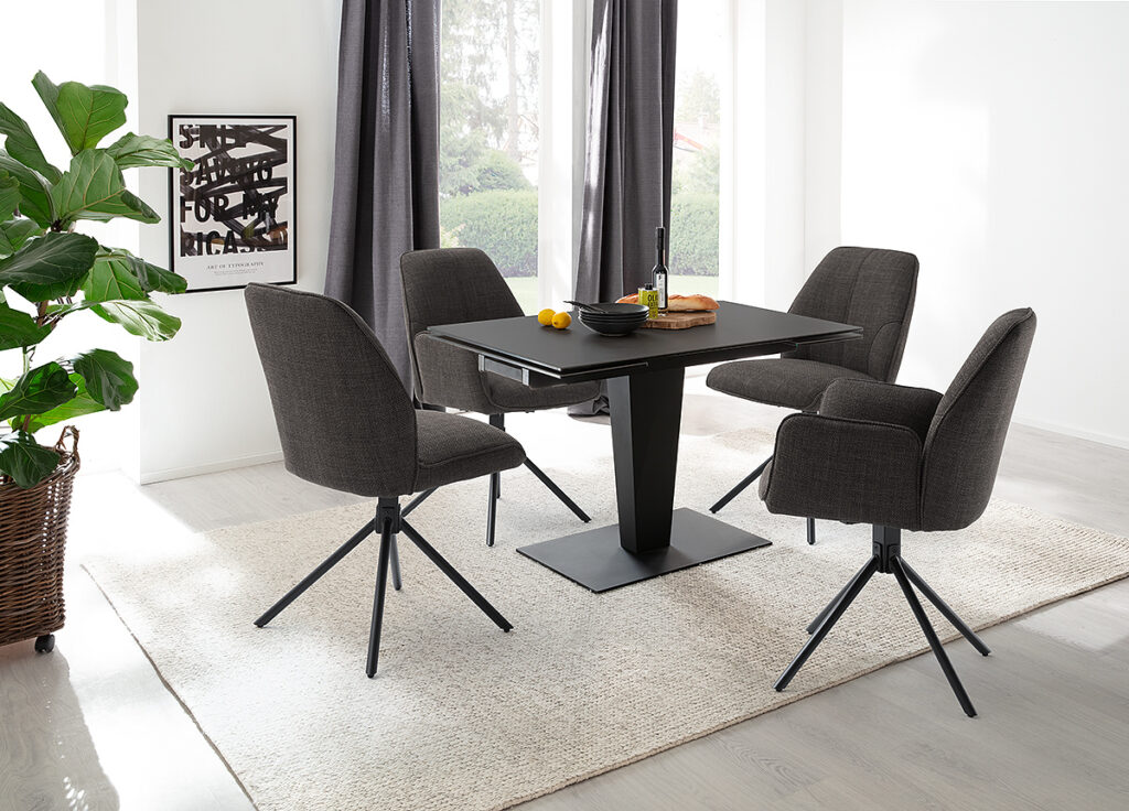 Pesaro 120(180)x80cm ceramic extendable table in Anthracite Grey