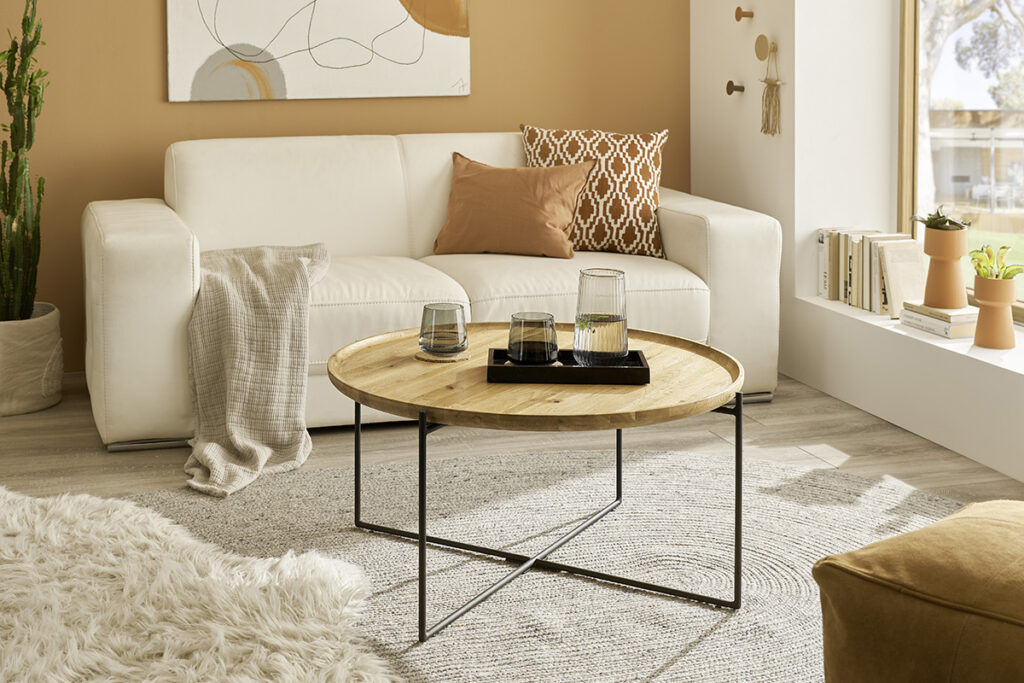 Treviso 80cm Coffee Table in Oiled Oak With Black Frame