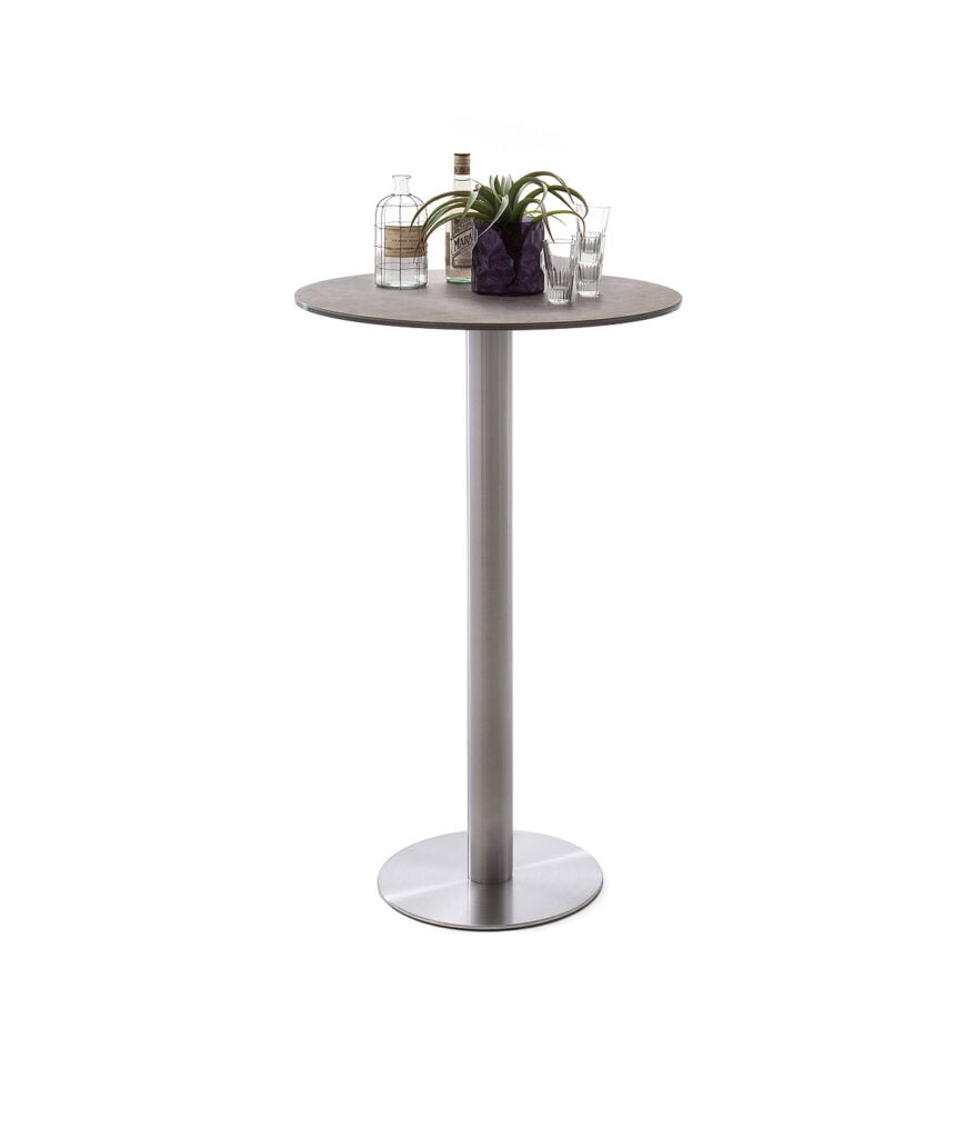Zaria Bar Table in Stainless Steel with Mocca Ceramic Top