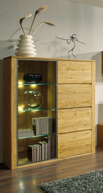 Orlando 123cm Assembled Low Display Cabinet in Various Oak Finishes