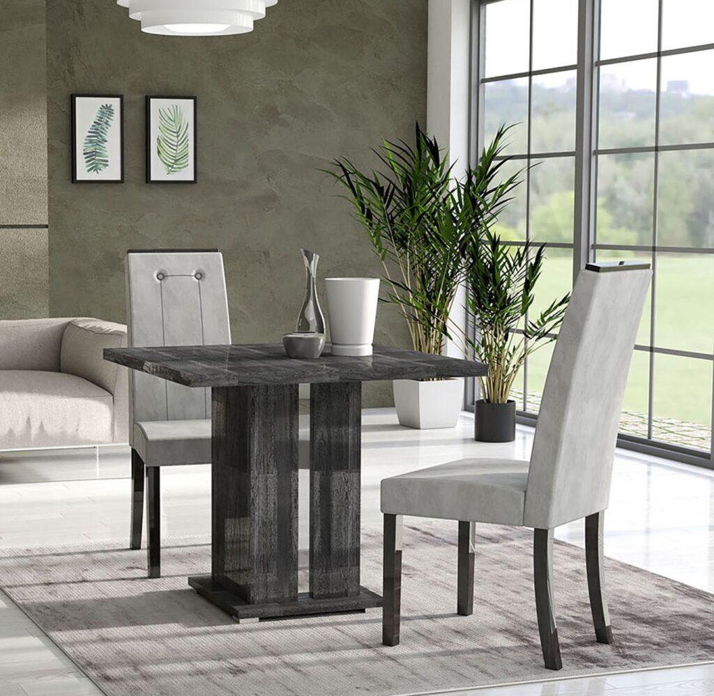 Mona 90x90cm Bar Table in Grey Glossy Wood