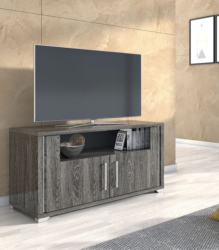 Mona 105cm TV Stand in Grey Glossy Wood