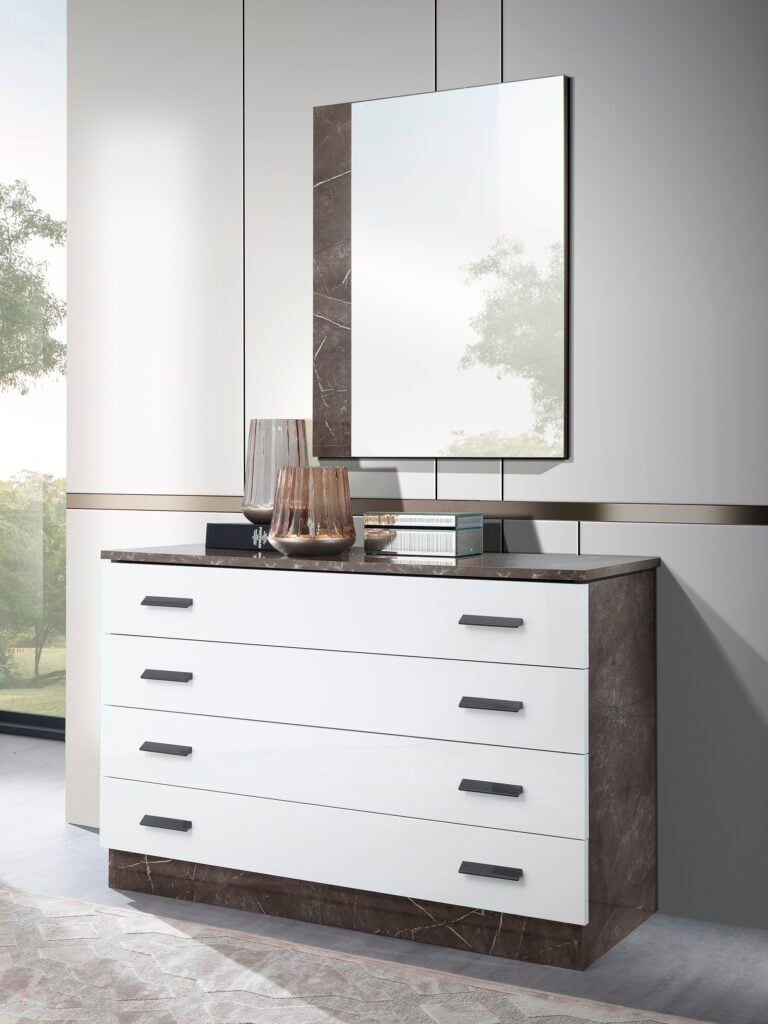 Irene 107cm Marble High Gloss Chest of Drawers