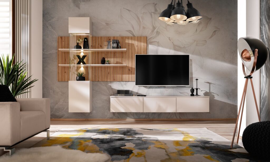 Gustawo 280cm Floating Entertainment Wall Unit In Cashmere
