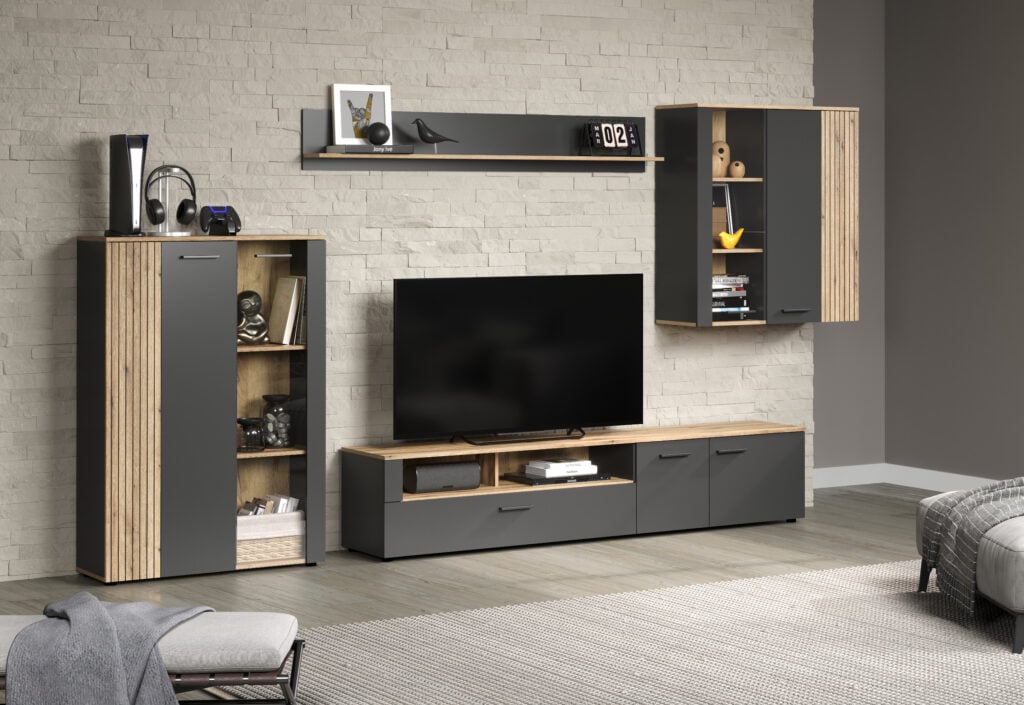 Esteban “B” 320cm Lounge Furniture Set in Grey and Oak finish