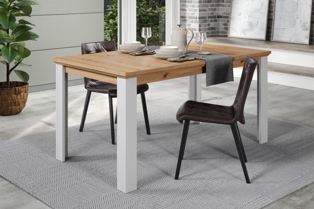 Riverside 160x90cm Dining Table in Light Grey and Artisan Oak
