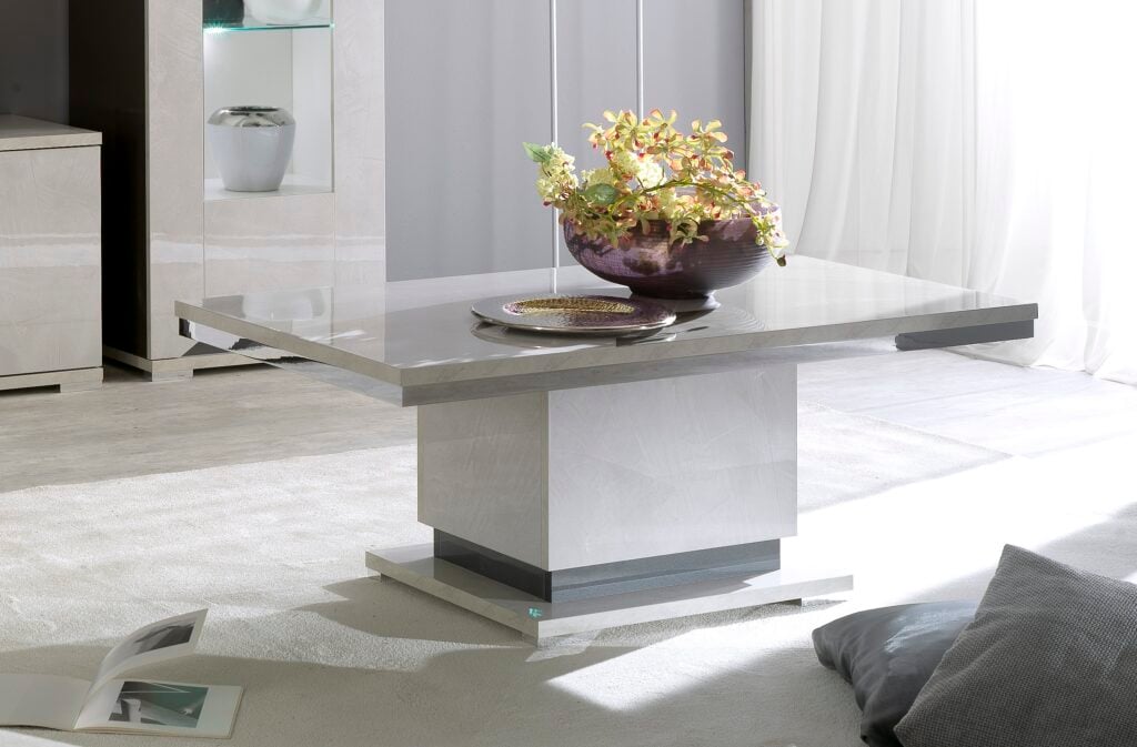 Windy Coffee Table in Creme Stone and Grey High Gloss