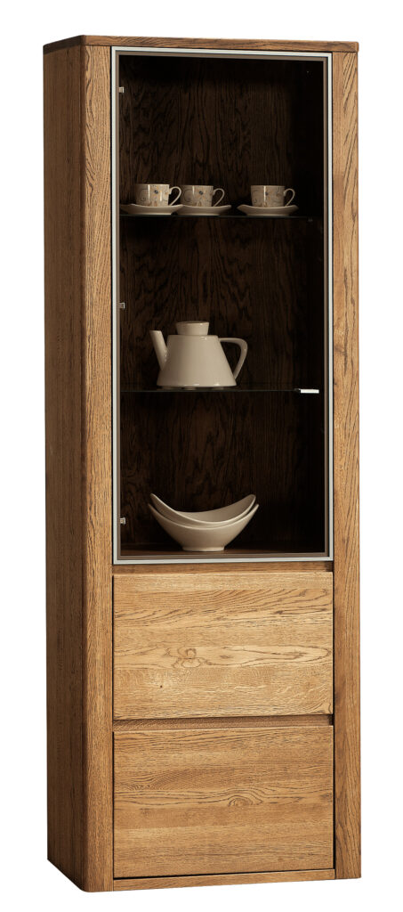 Orlando Assembled Narrow Solid Wood Display Cabinet in Various Finishes