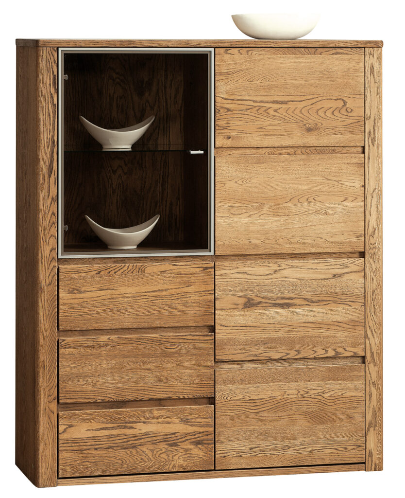 Orlando 123cm Assembled Oak Display Highboard in Various Finishes