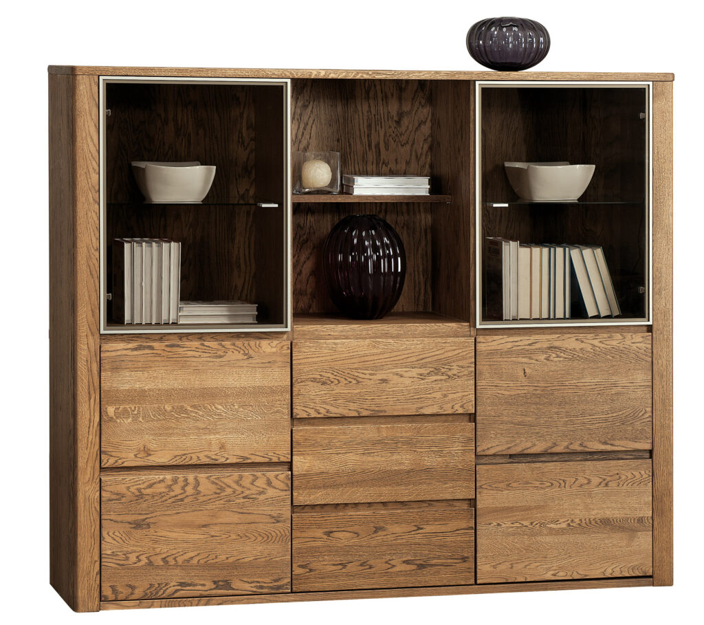 Orlando 178cm Assembled Large Oak Display Sideboard in Various Finishes
