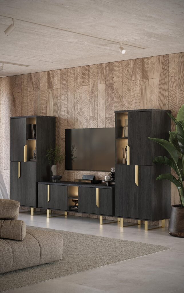 Orion Furniture Set in Black Rosewood with Gold Legs