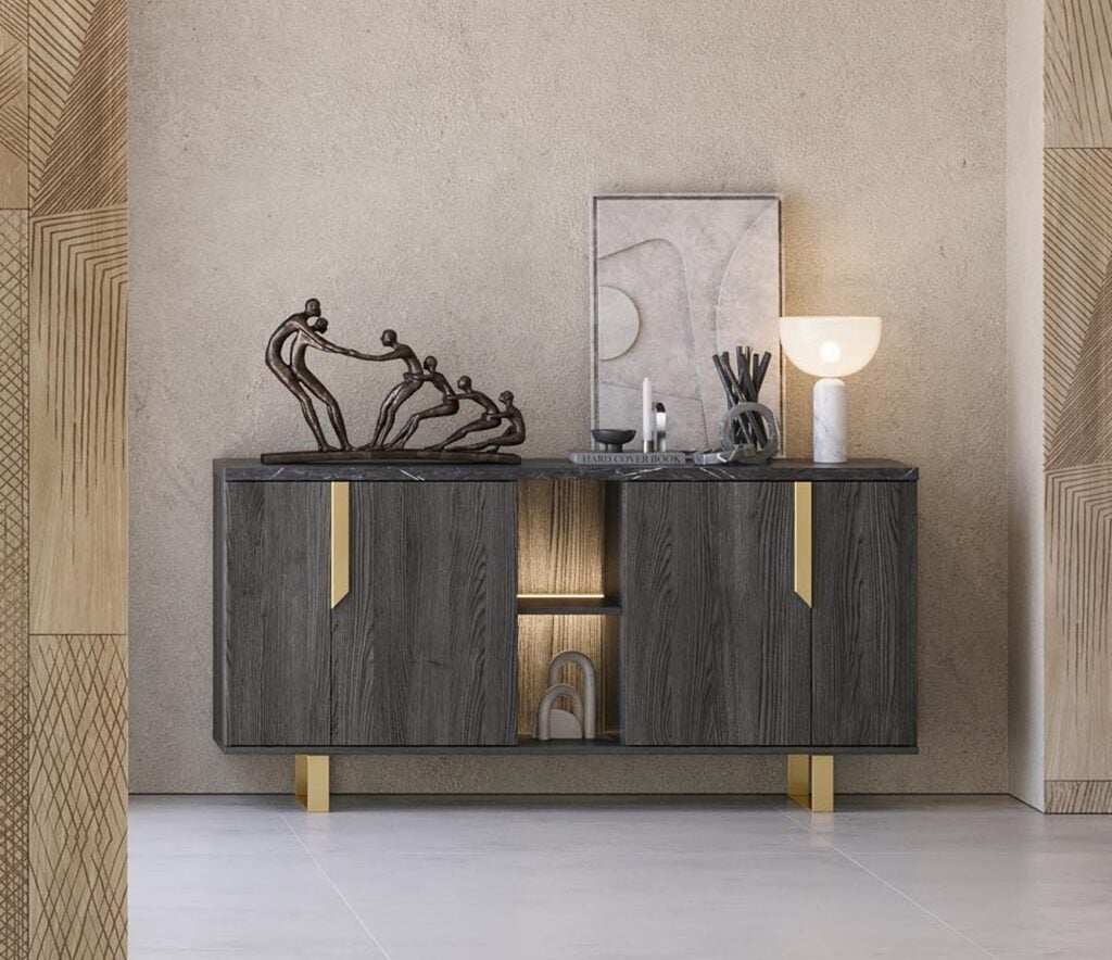 Orion 164cm Sideboard in Black Rosewood with Black or Gold Legs