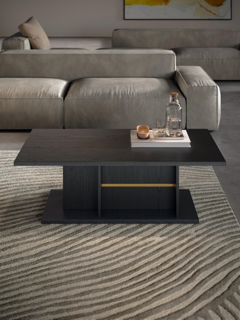 Praga Coffee Table in Black Rosewood with Black or Gold Inserts