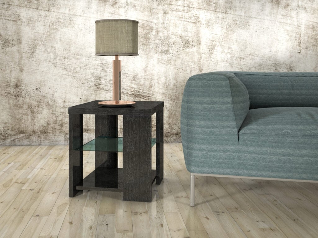 Mona Lamp Table in Grey Glossy Wood