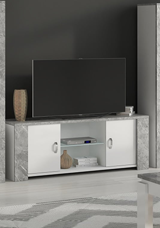 Vivio 153cm TV Stand in  Stone and White High Gloss