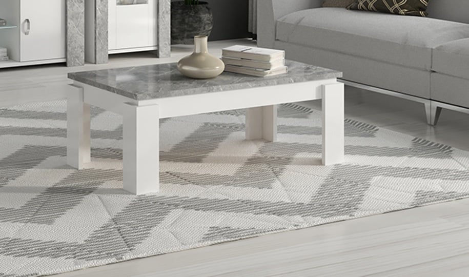 Vivio Coffee Table in Stone and White High Gloss
