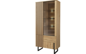 Gino 2 Doors Display Cabinet in Solid Oak